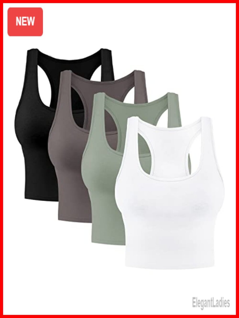 Women's Cotton Crop Tank Tops Racerback Sleeveless Workout Tops